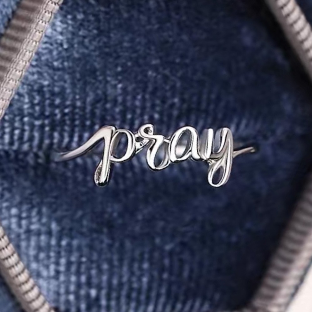 Sterling Silver “Pray” Adjustable Ring
